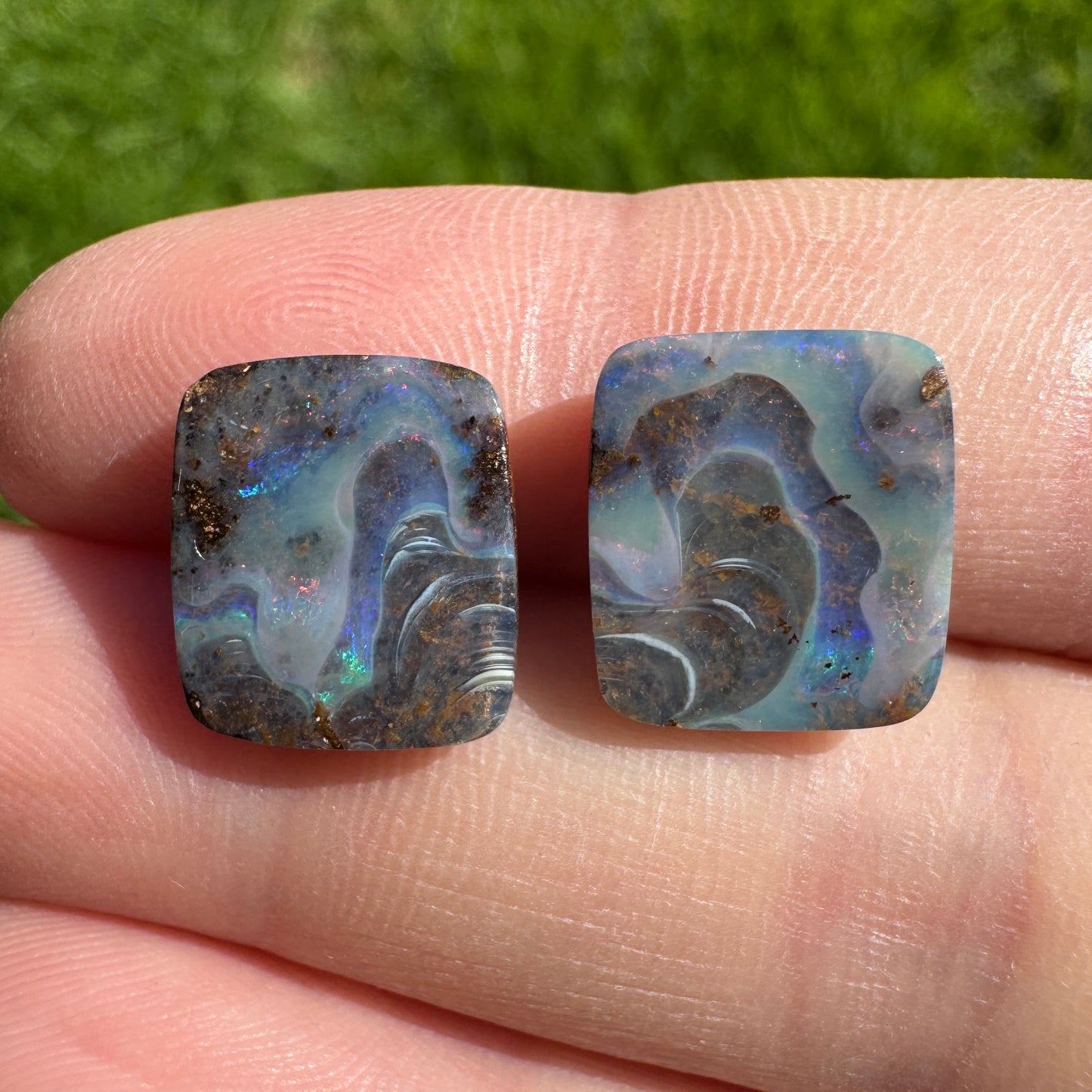 8.66 Ct rectangle boulder opal pair