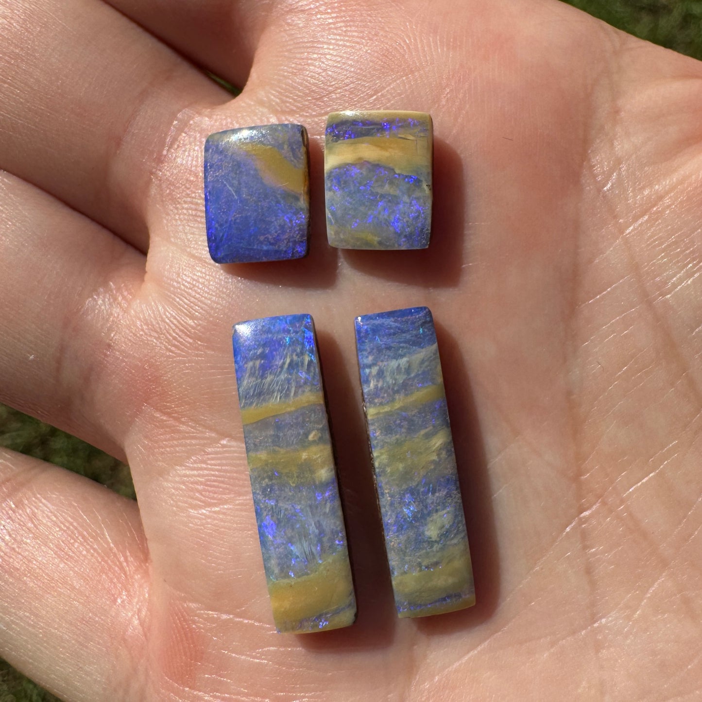 10.35 Ct long rectangle boulder opal pair