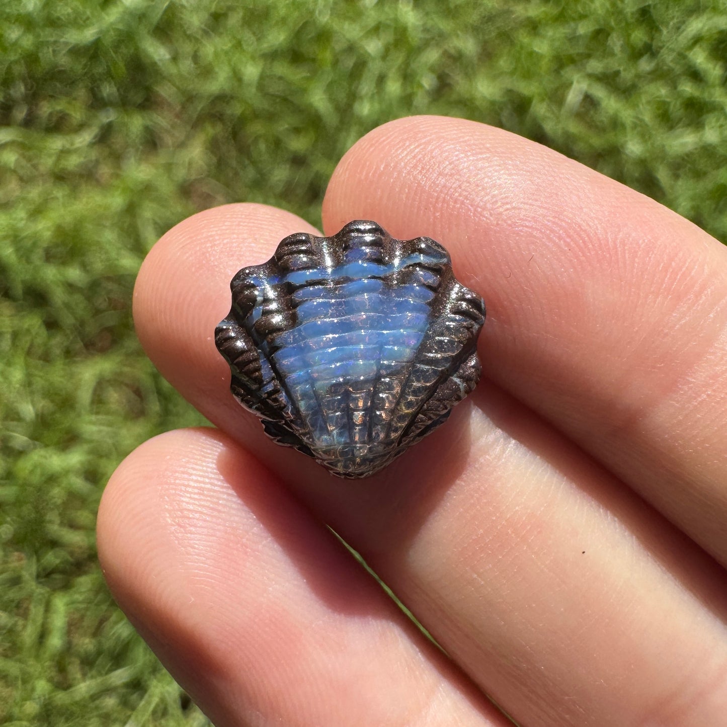 7.41 Ct fan shell boulder opal carving
