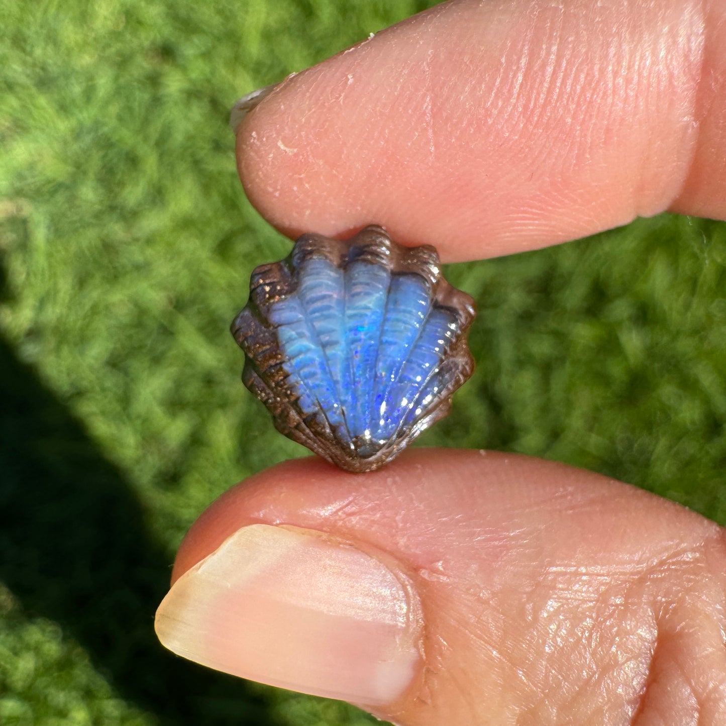 6.13 Ct fan shell boulder opal carving