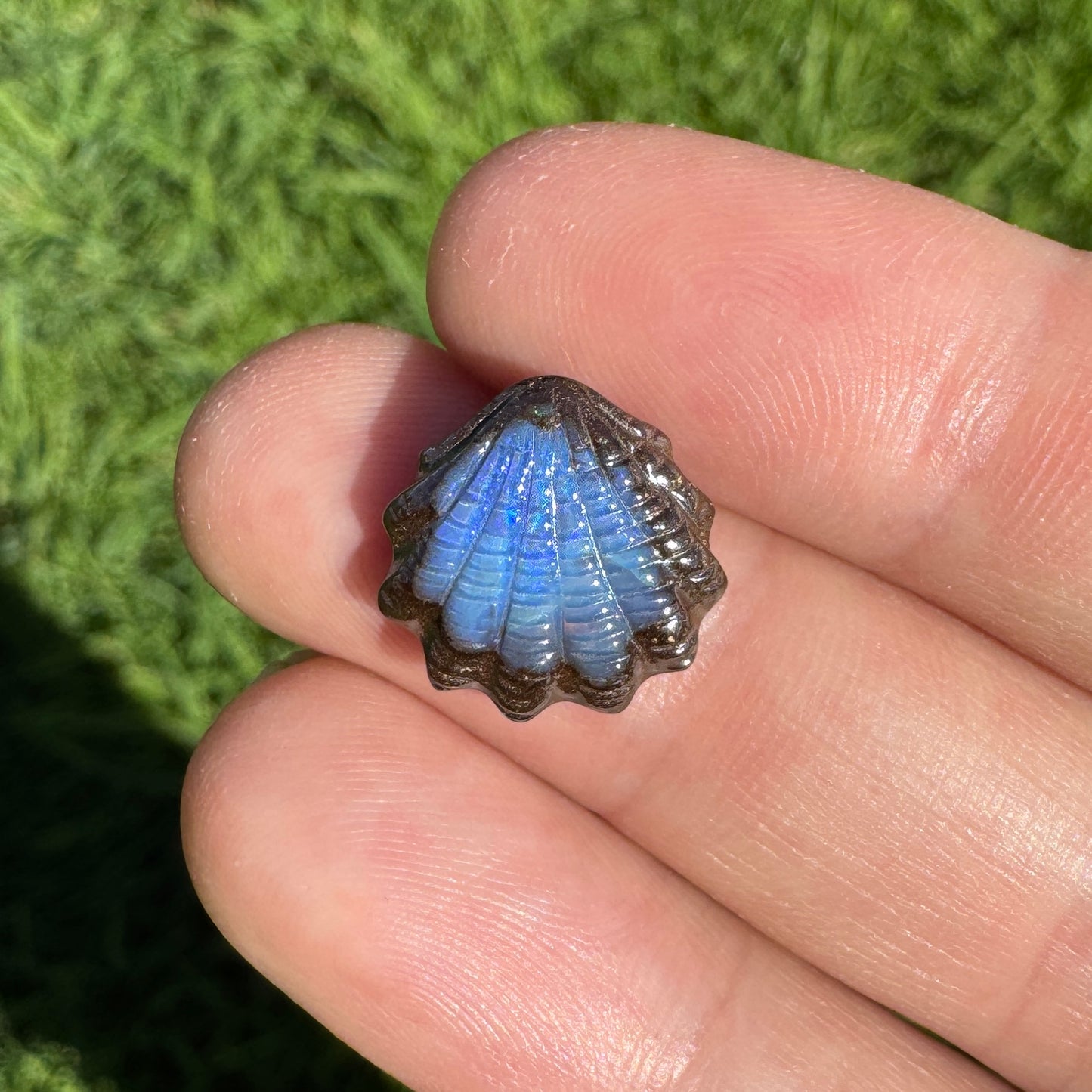 6.13 Ct fan shell boulder opal carving