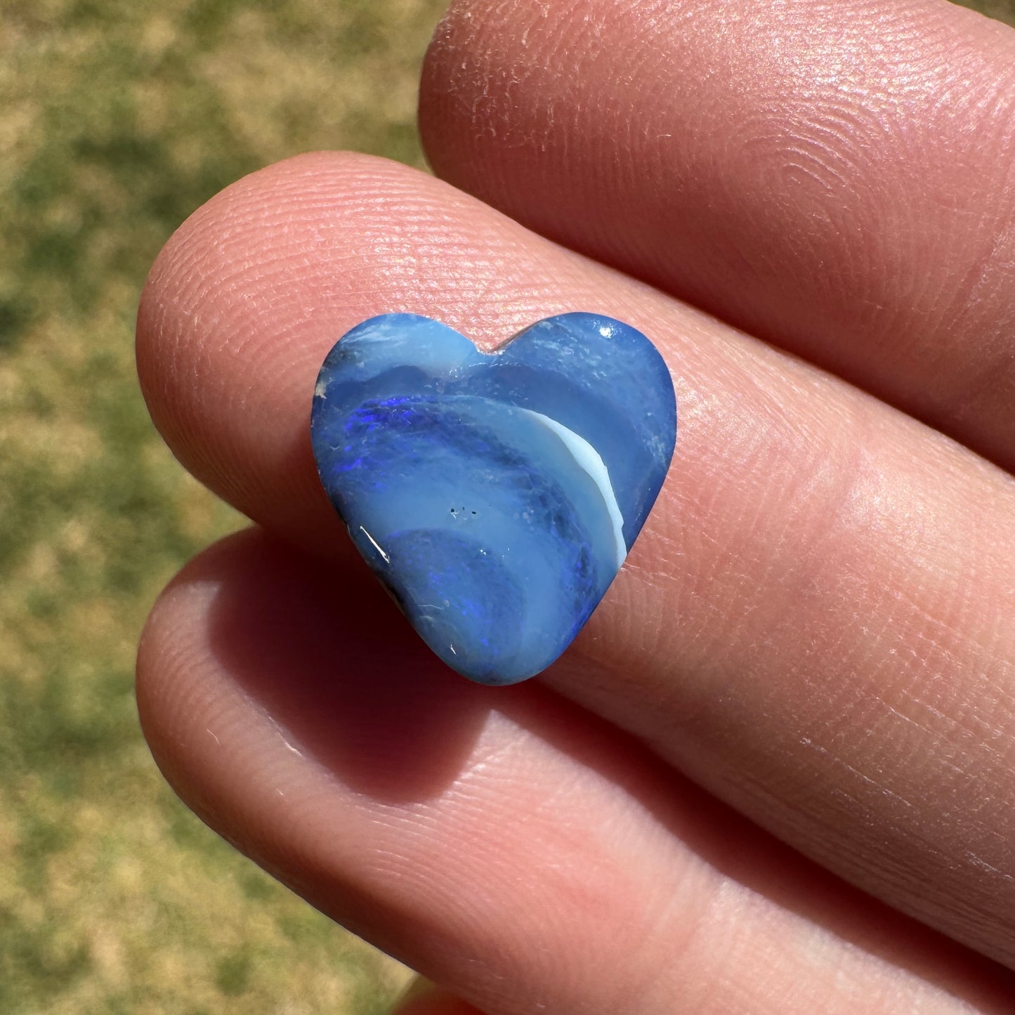 3.85 Ct small blue boulder opal heart