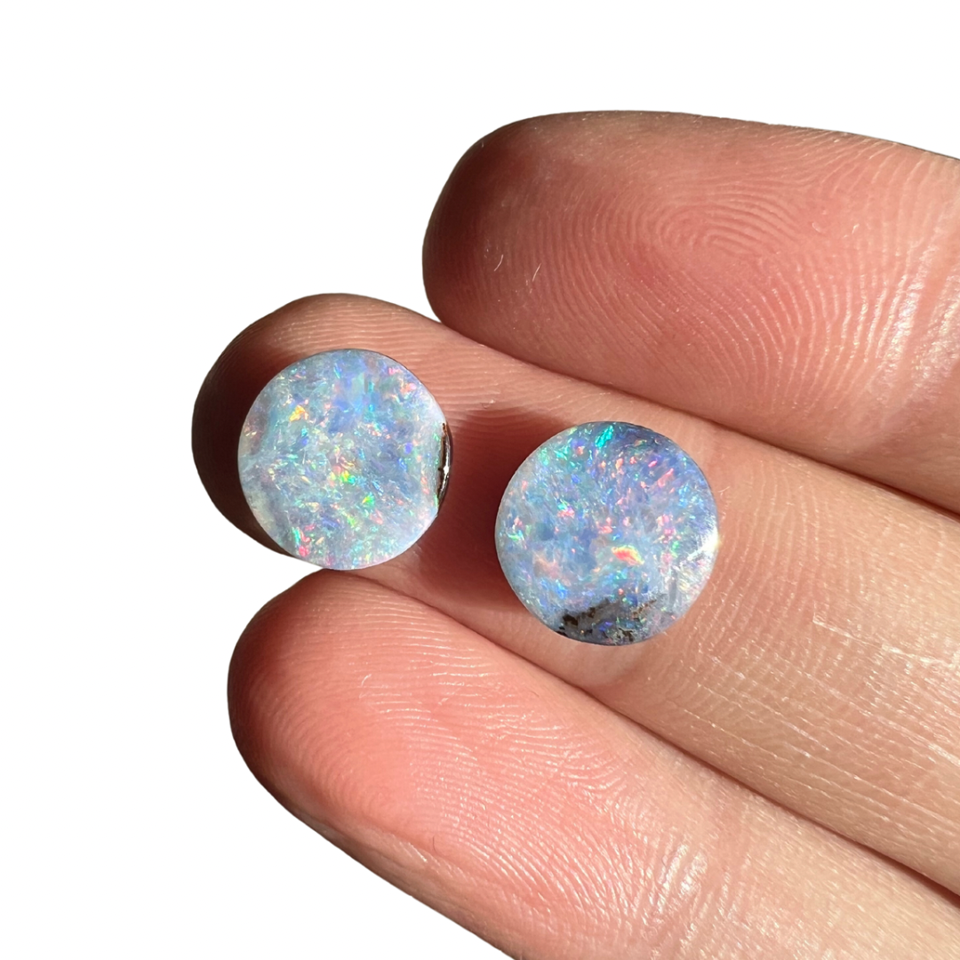 4.18 Ct round boulder opal pair