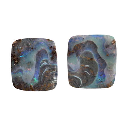 8.66 Ct rectangle boulder opal pair