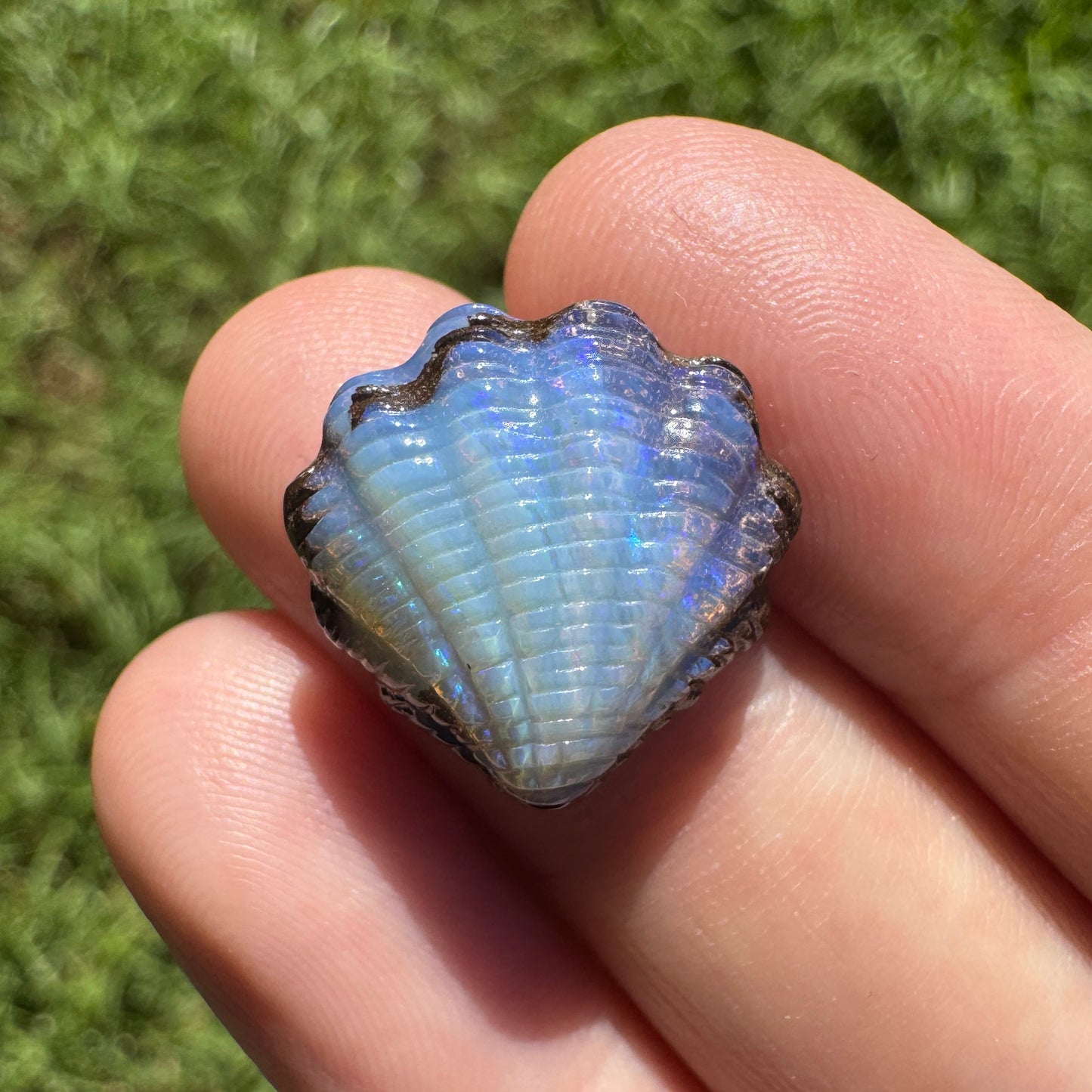 11.00 Ct fan shell boulder opal carving