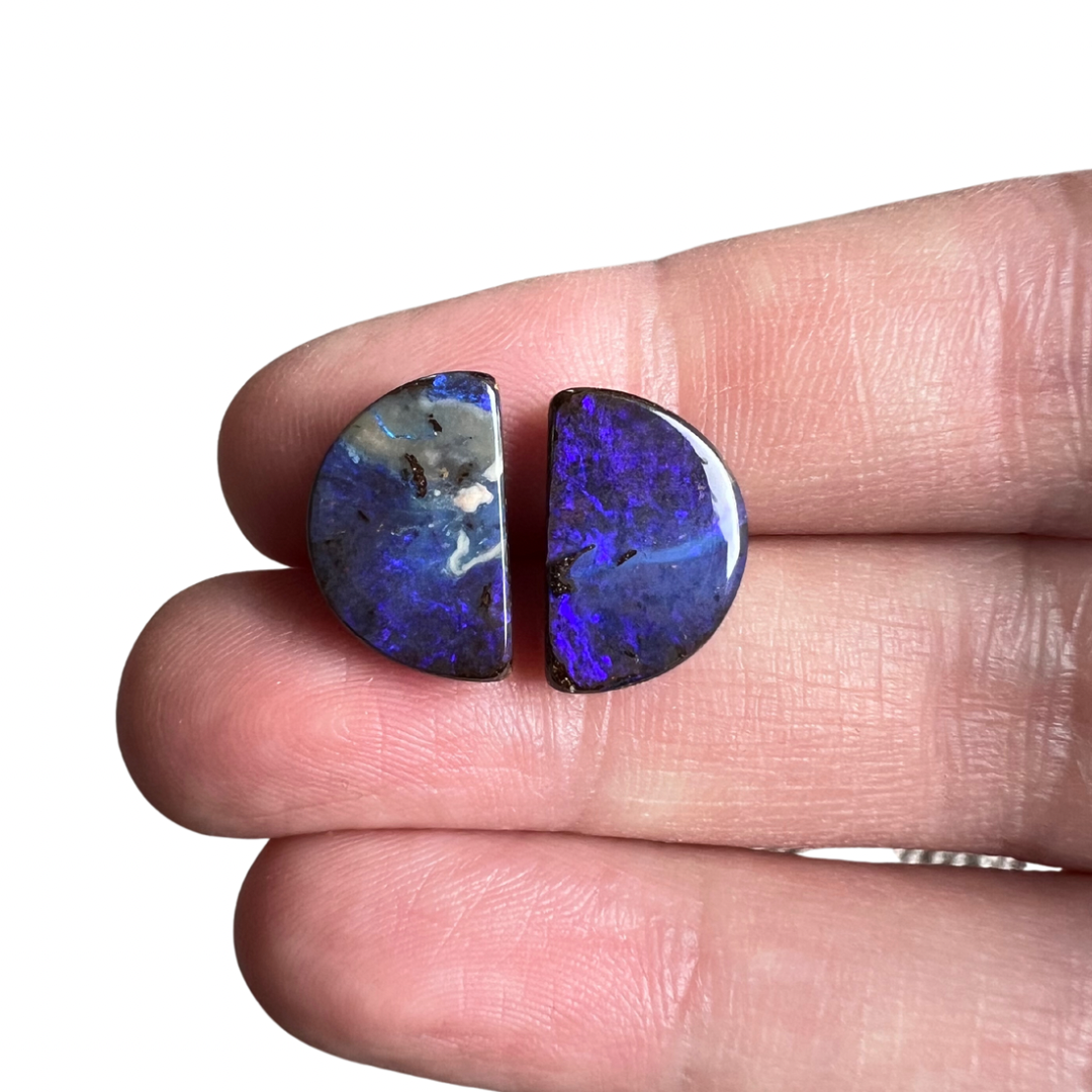 9.42 Ct purple boulder opal pair