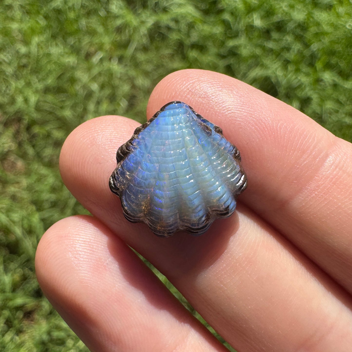11.00 Ct fan shell boulder opal carving