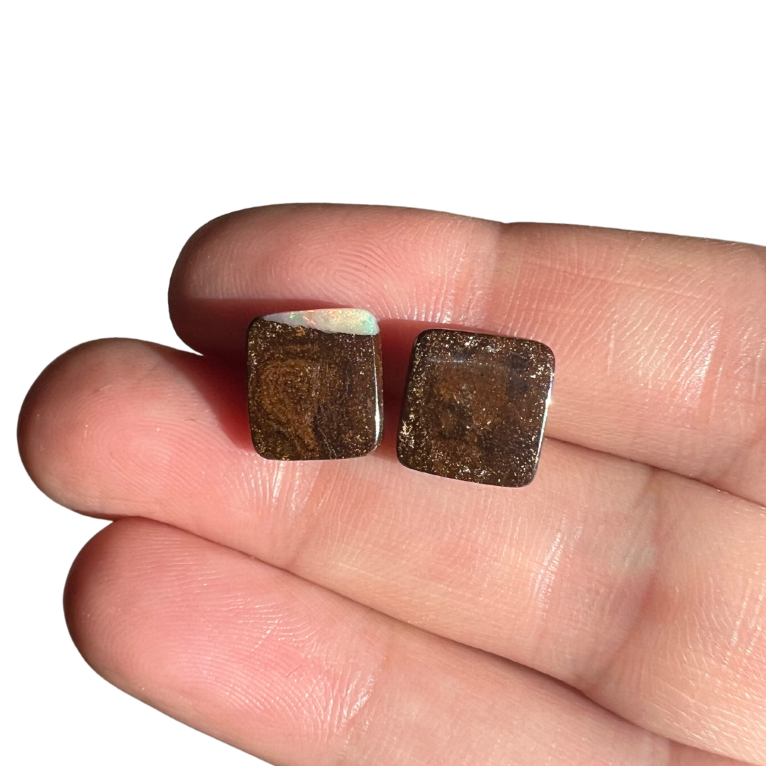 8.37 Ct rectangle boulder opal pair