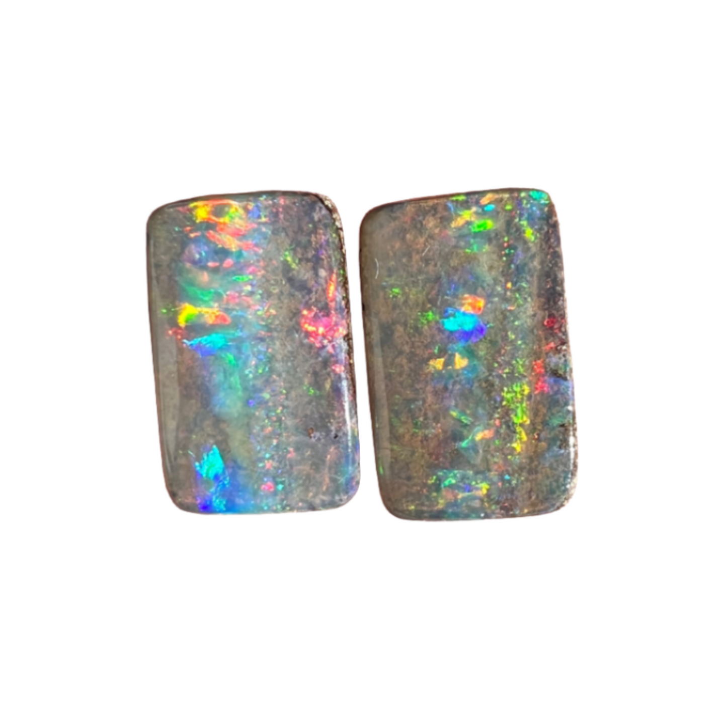 8.68 Ct rainbow boulder opal pair