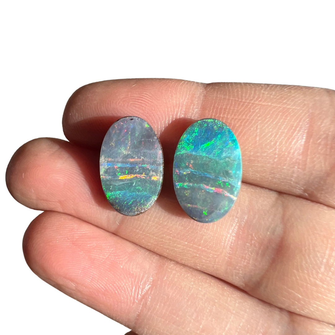 8.84 Ct oval boulder opal pair