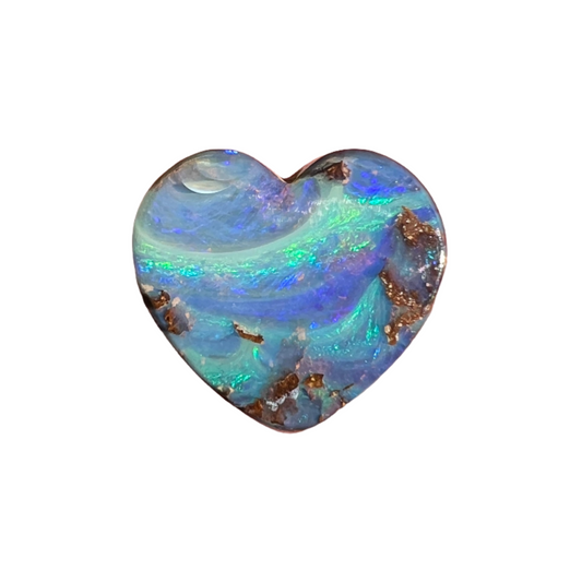 4.12 Ct swirly green-blue boulder opal heart