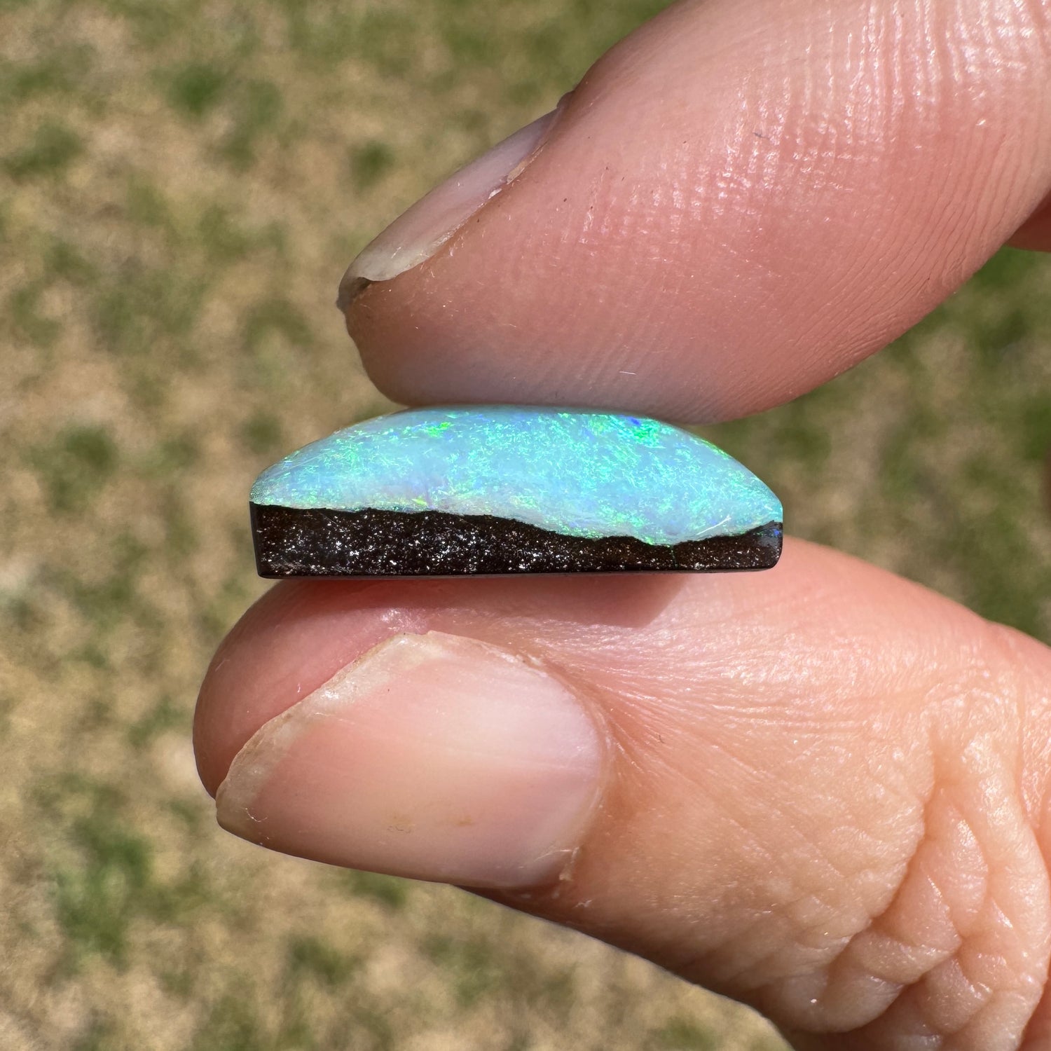 10.49 Ct green and ice blue boulder opal - Broken River Mining