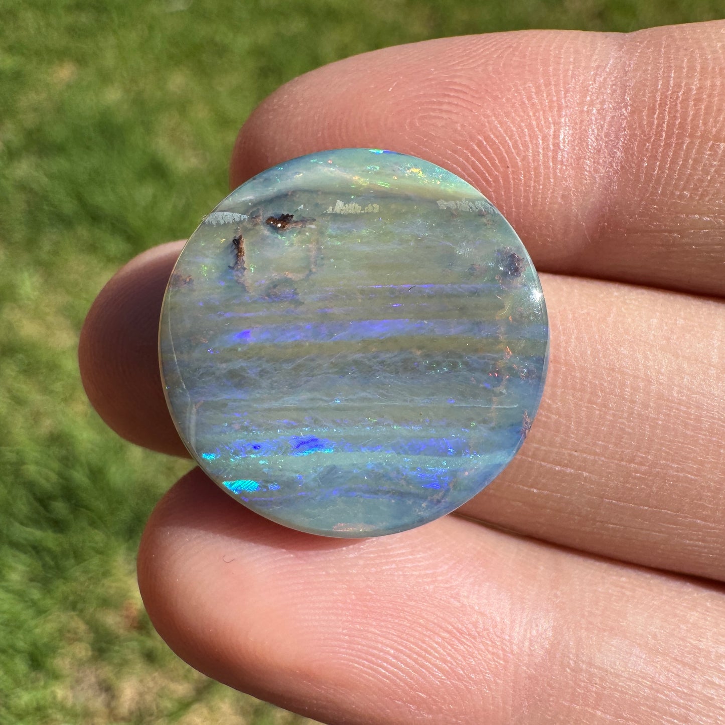 16.42 Ct striped circle boulder opal - Broken River Mining