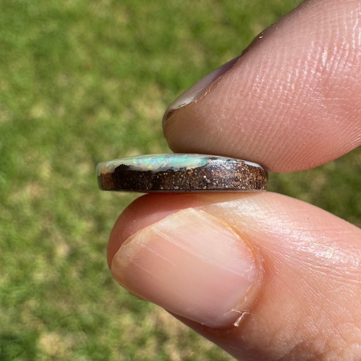 7.34 Ct green swirly boulder opal - Broken River Mining