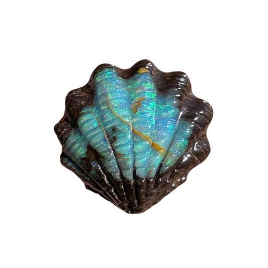 7.09 Ct fan shell boulder opal carving