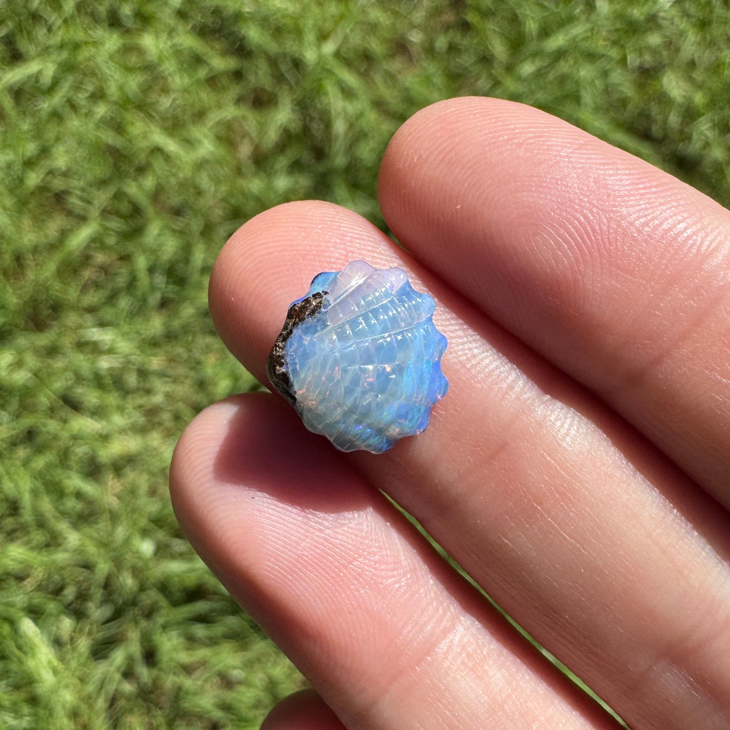 4.14 Ct small fan shell boulder opal carving
