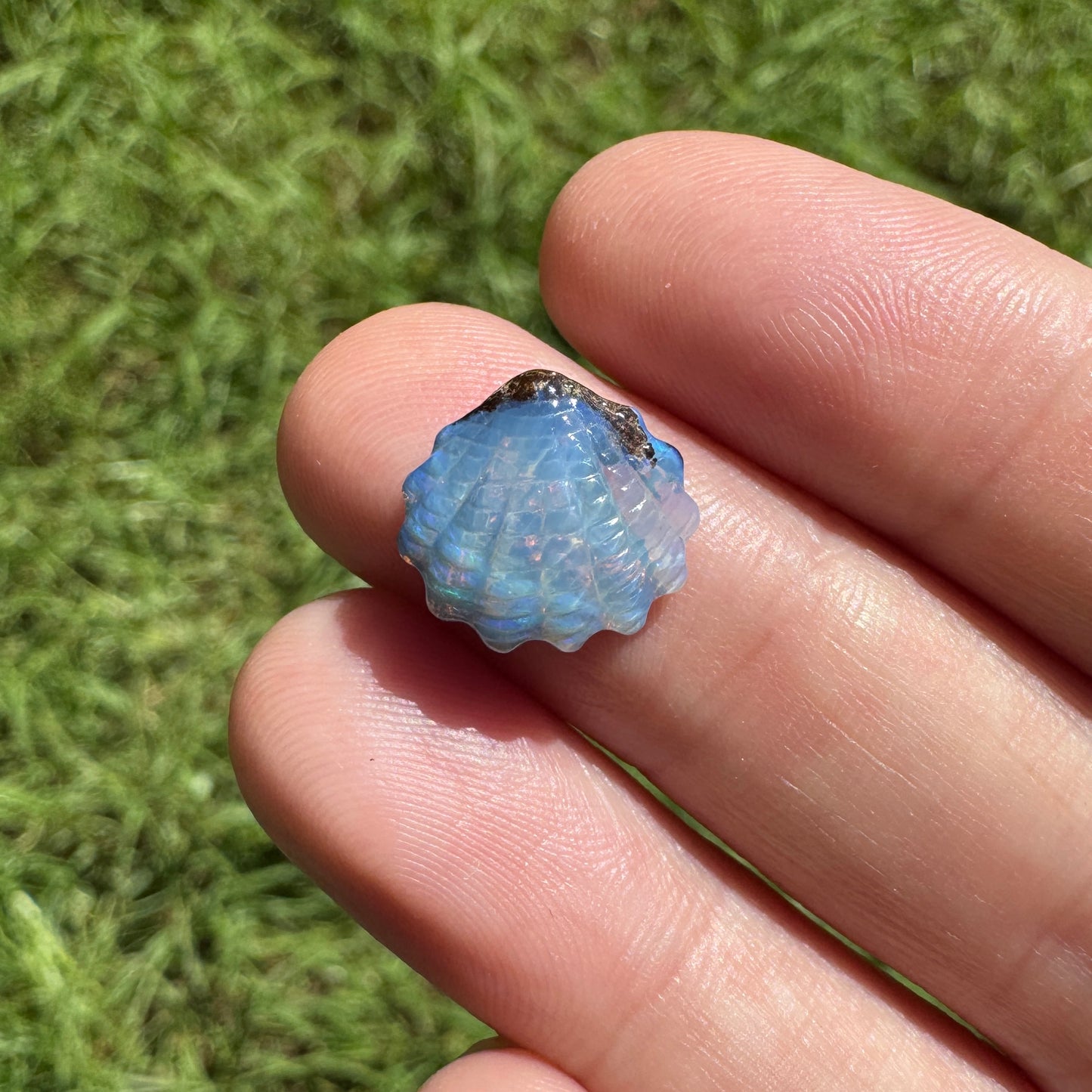 4.14 Ct small fan shell boulder opal carving