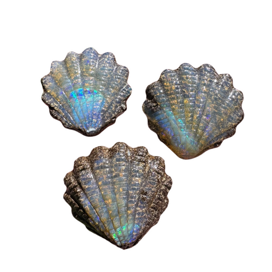 48.85 Ct three piece boulder opal shell set