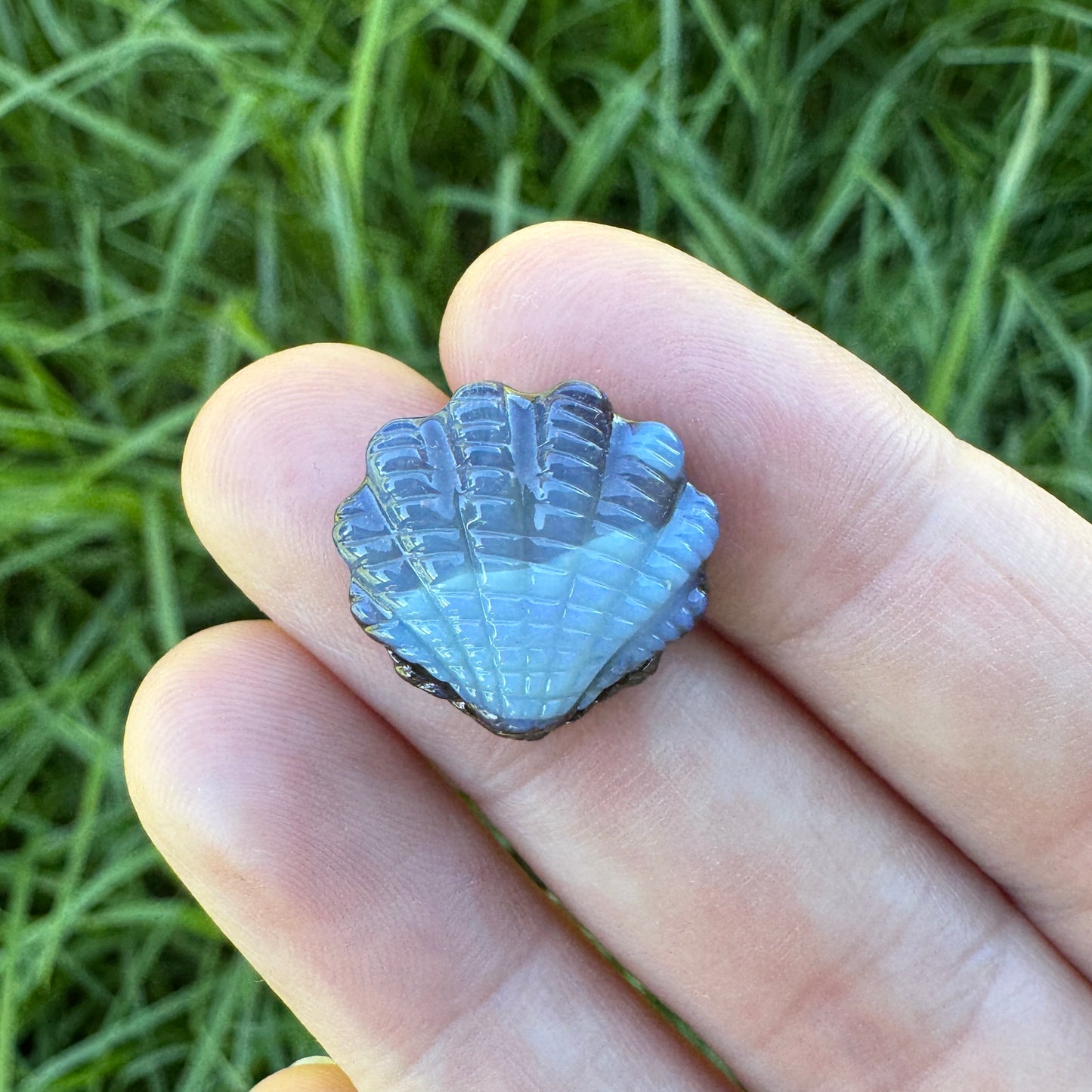 11.37 Ct fan shell boulder opal carving