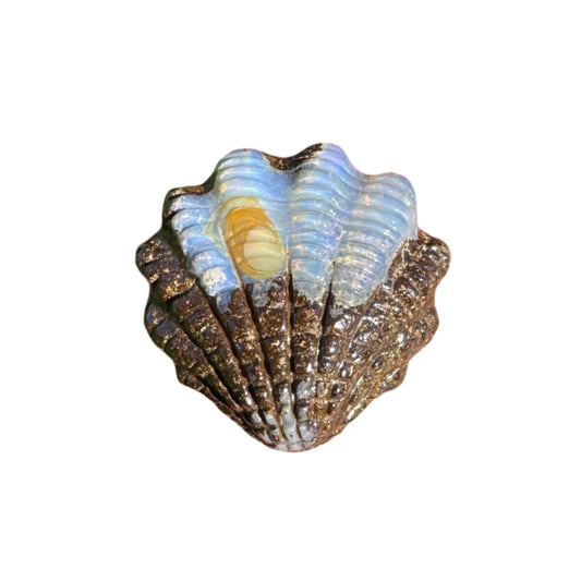 12.86 Ct fan shell boulder opal carving
