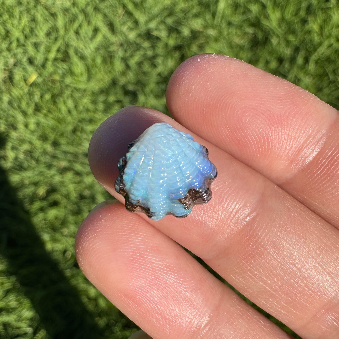 5.65 Ct small fan shell boulder opal carving