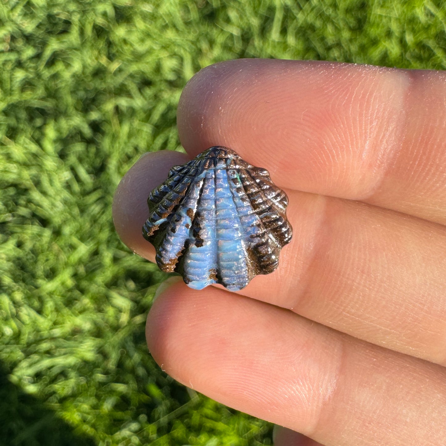 9.35 Ct fan shell boulder opal carving