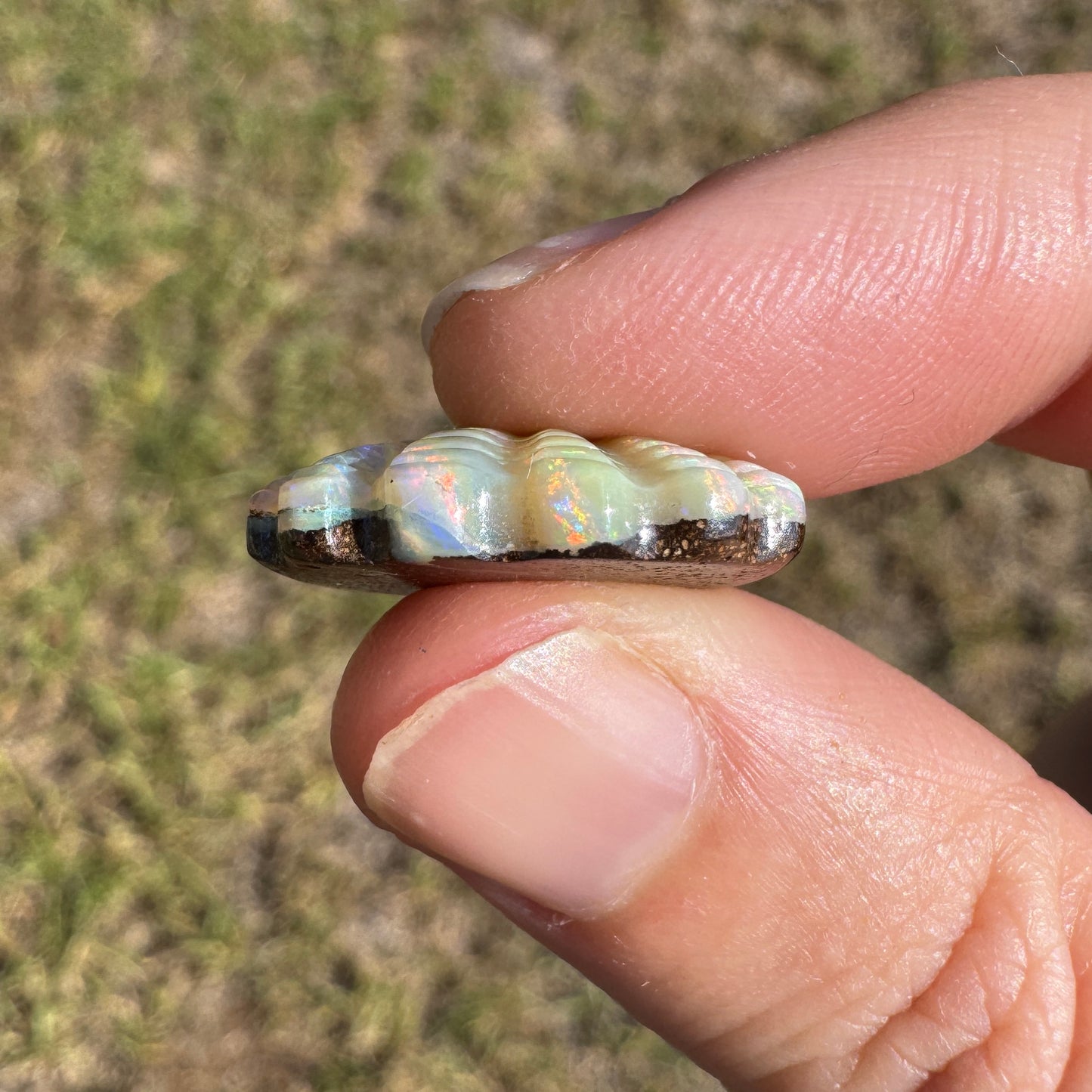 12.01 Ct shell boulder opal carving