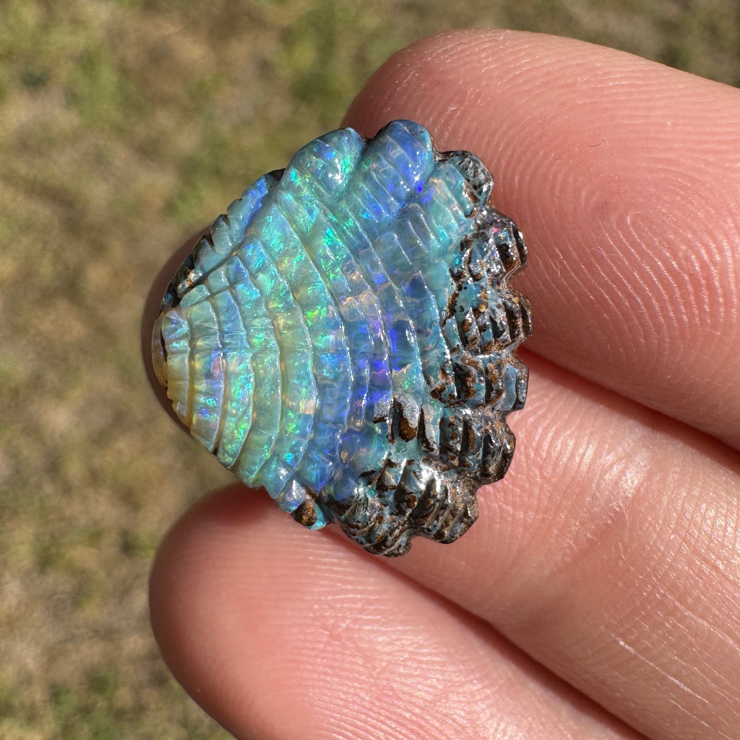 9.55 Ct shell boulder opal carving