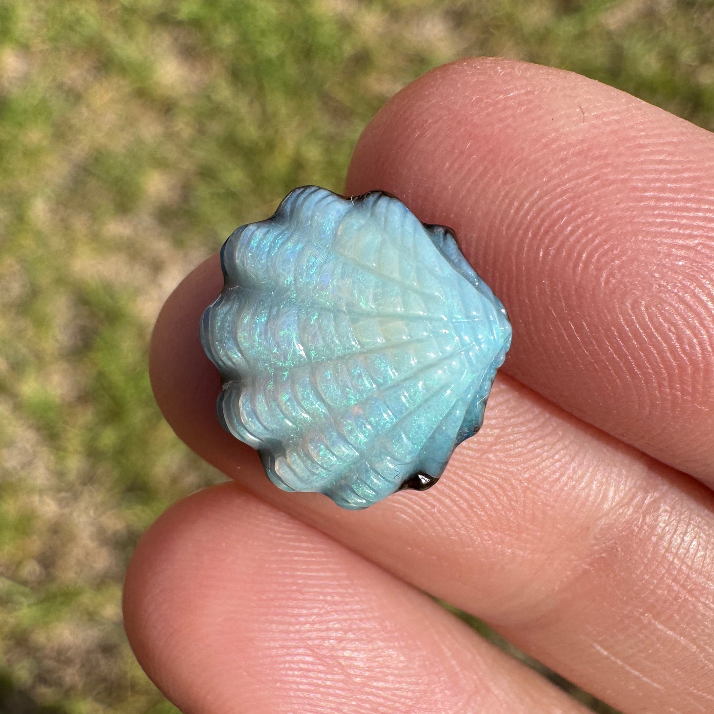 6.10 Ct shell boulder opal carving