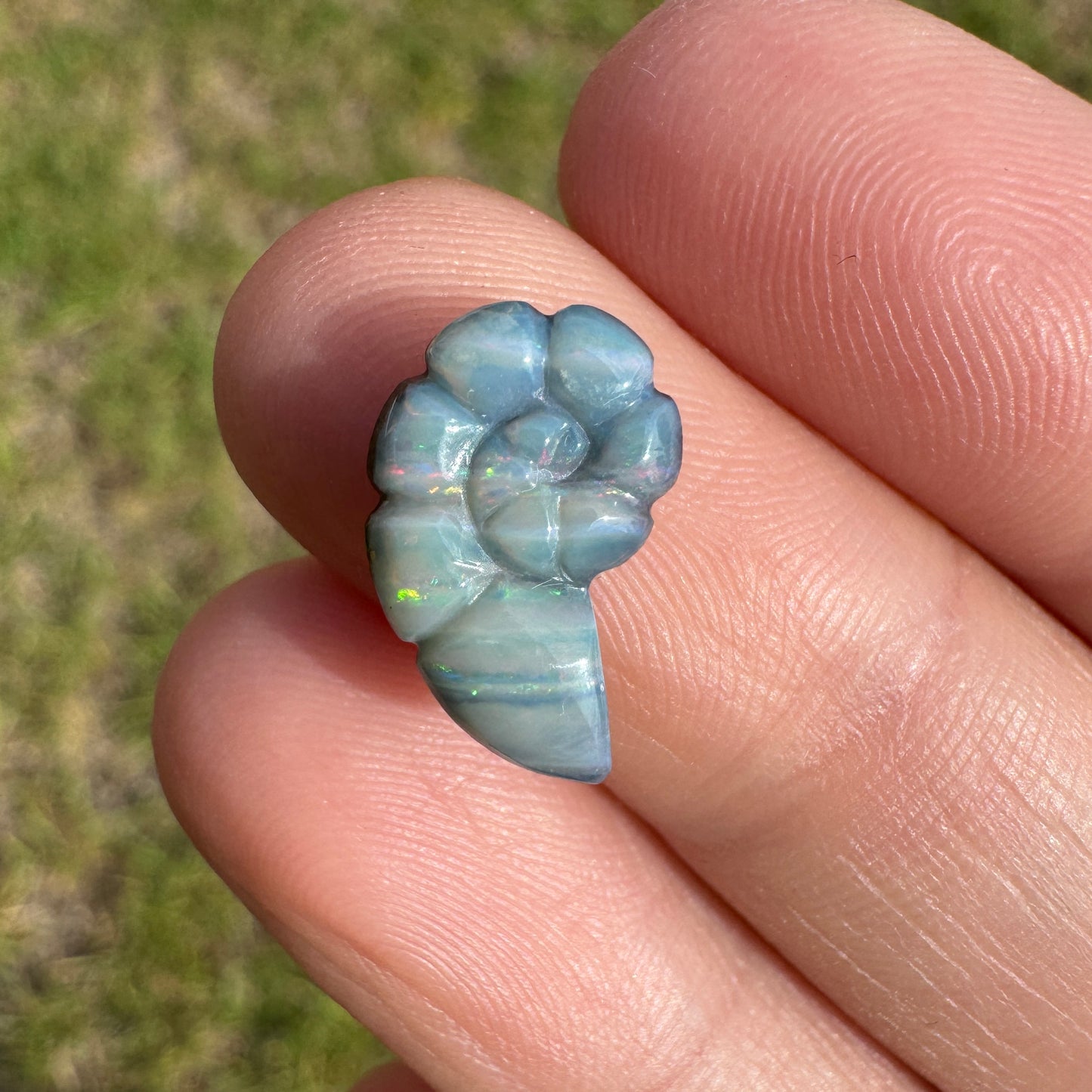 2.99 Ct spiral shell boulder opal carving