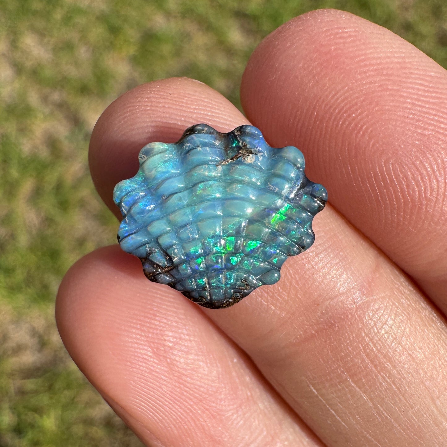 5.52 Ct shell boulder opal carving