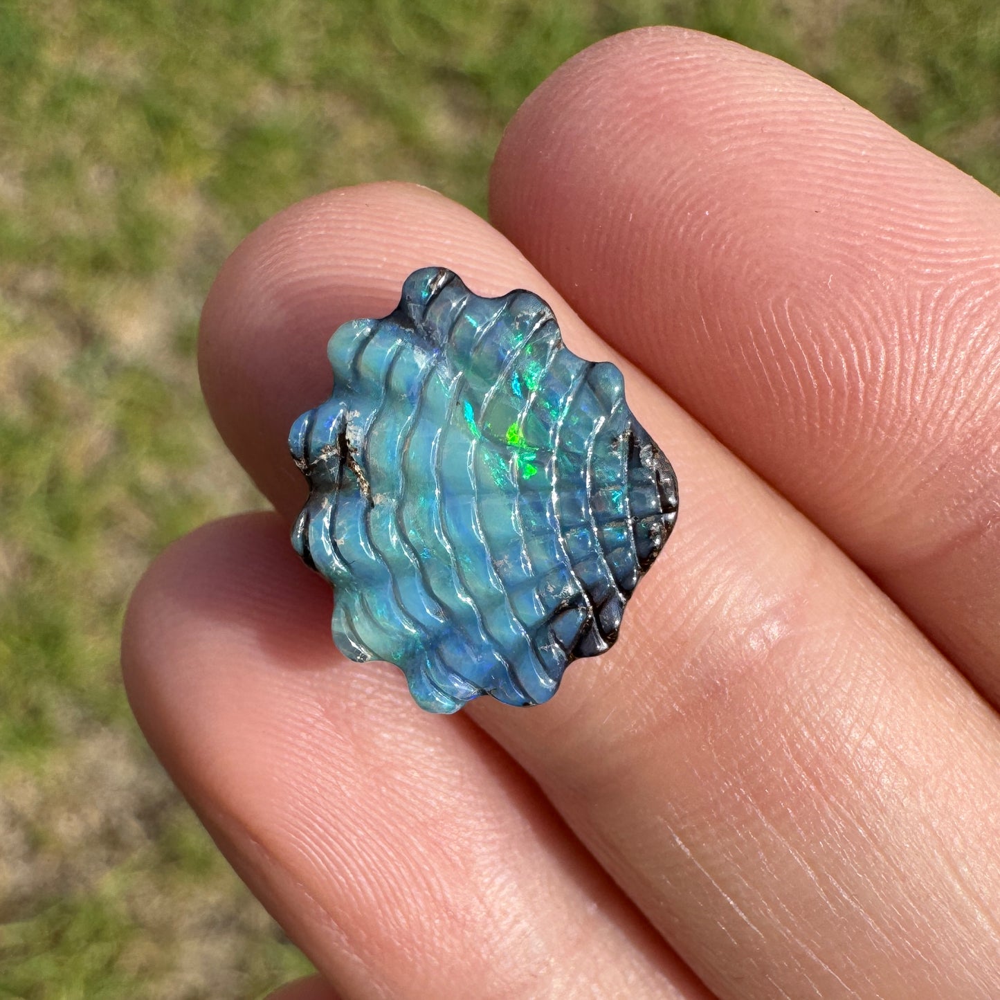 5.52 Ct shell boulder opal carving