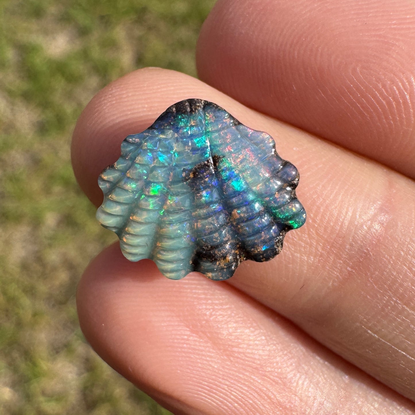 4.75 Ct shell boulder opal carving