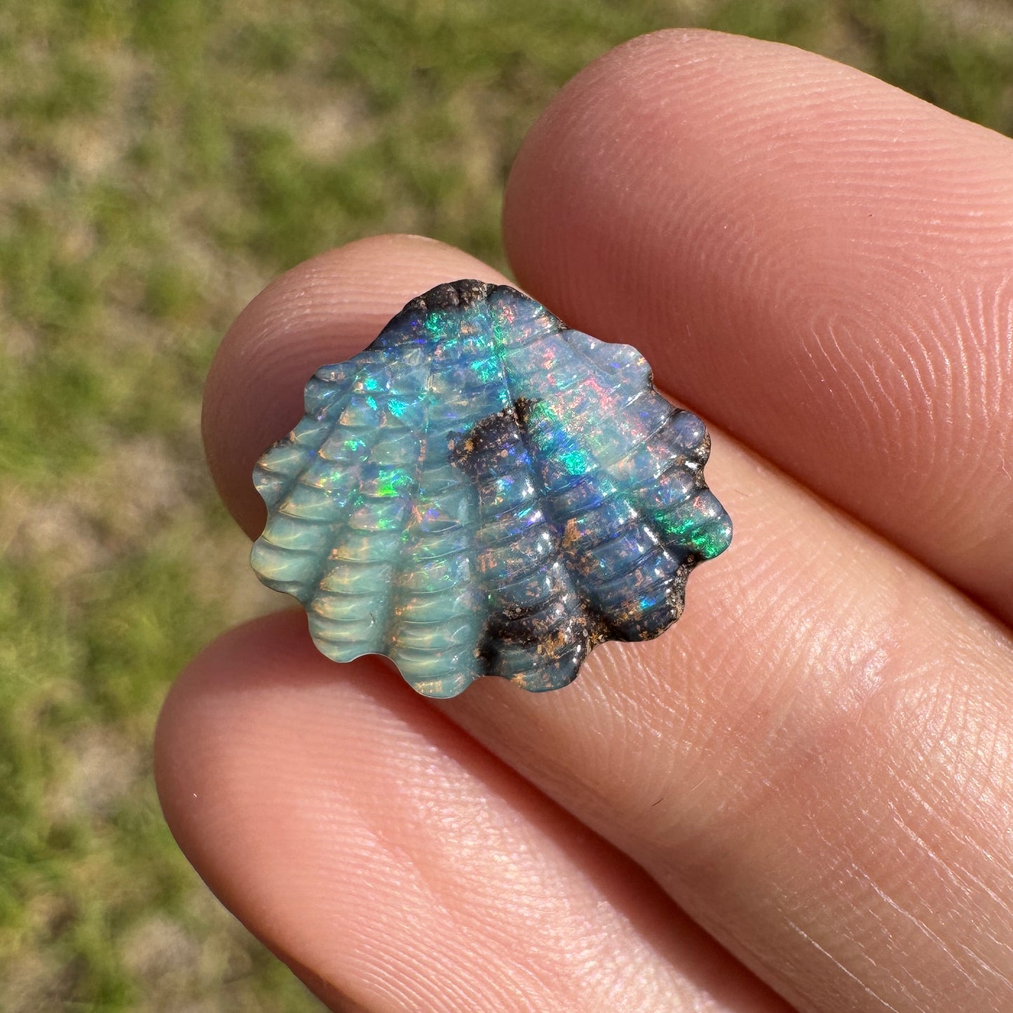 4.75 Ct shell boulder opal carving