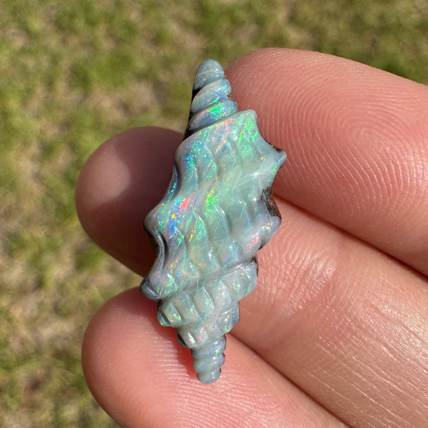 7.35 Ct spiral shell boulder opal carving