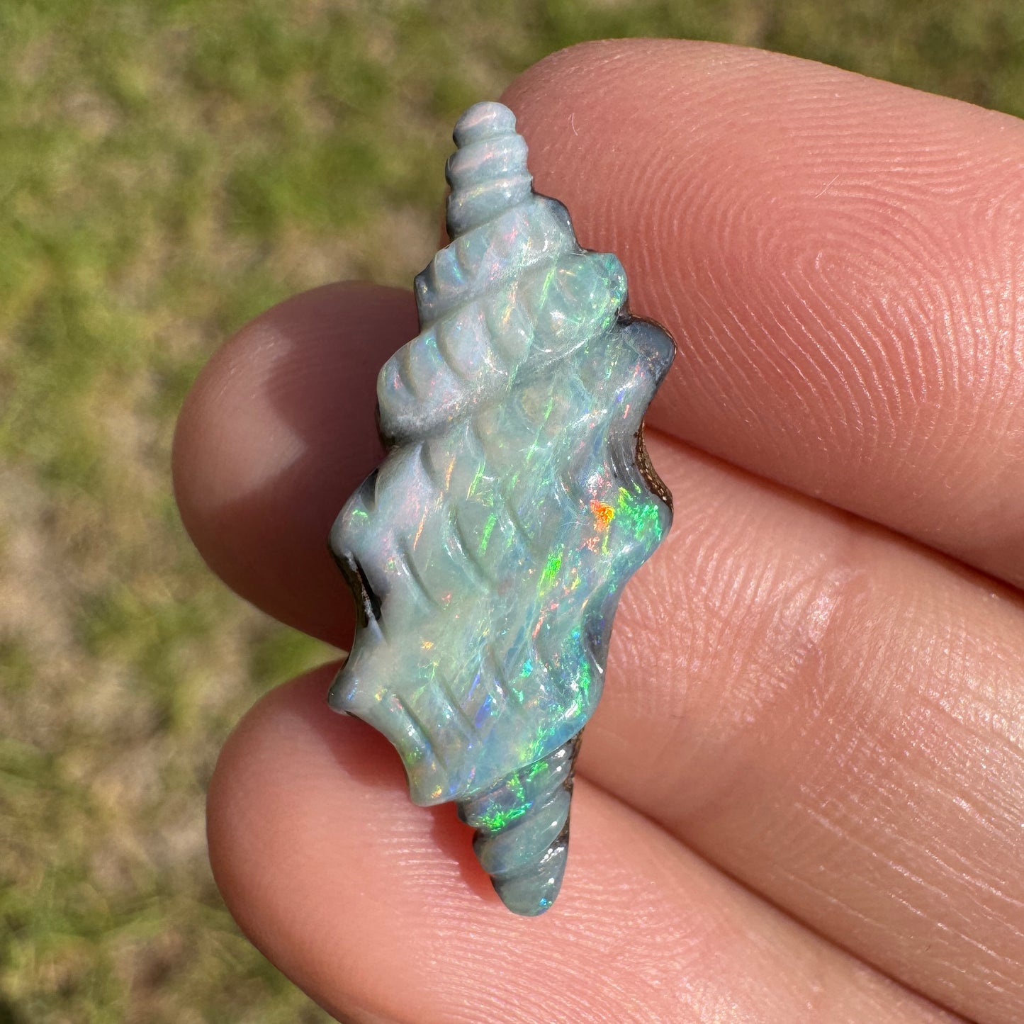 7.35 Ct spiral shell boulder opal carving