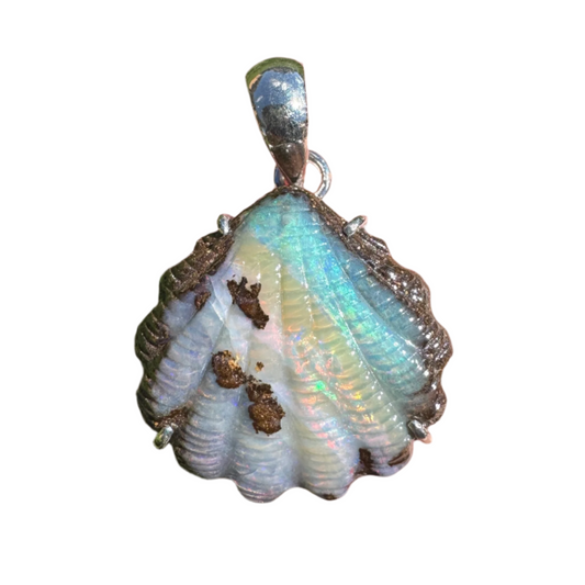 Medium fan shell boulder opal pendant (No. 01)