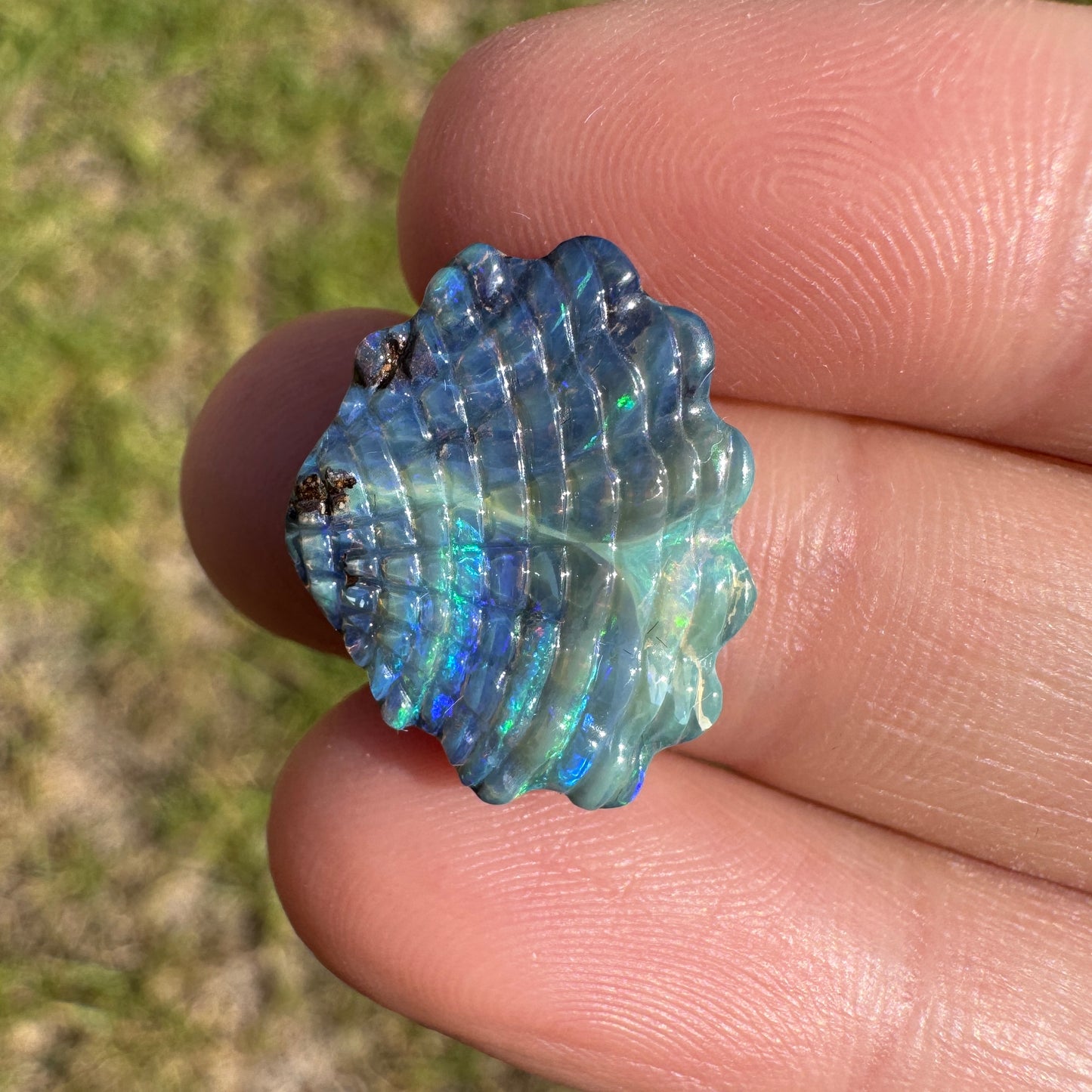 8.42 Ct shell boulder opal carving