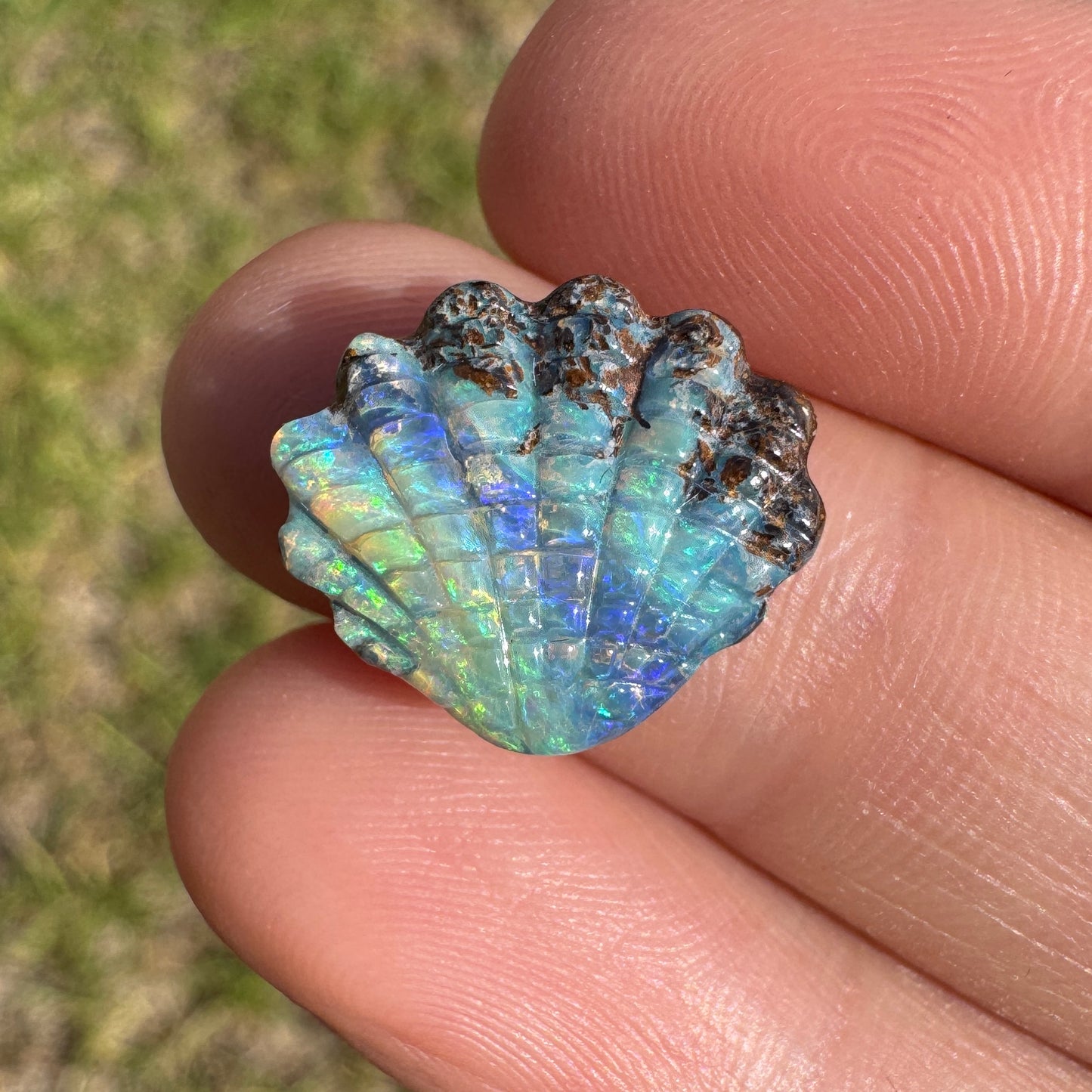 6.94 Ct shell boulder opal carving