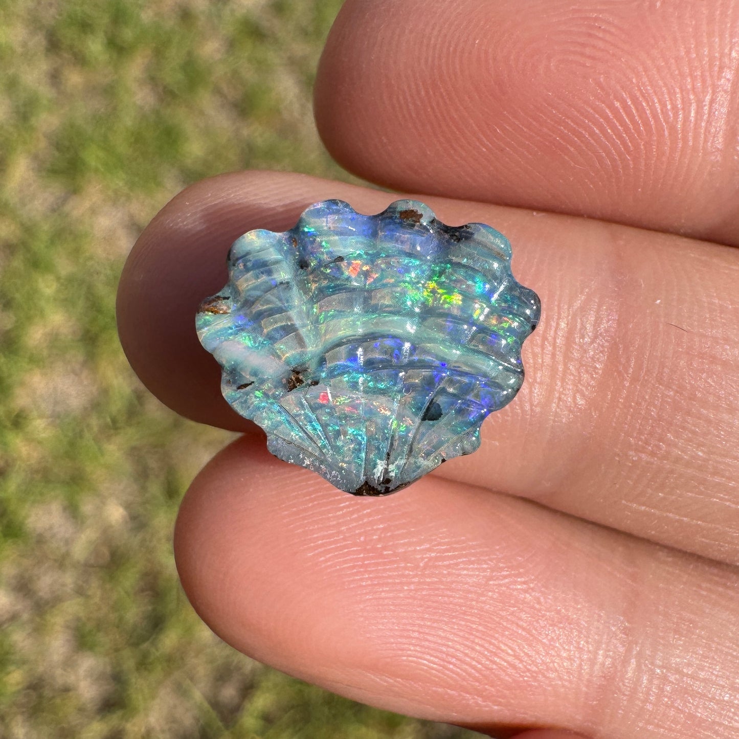 5.36 Ct shell boulder opal carving