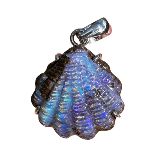 Medium fan shell boulder opal pendant (No. 03)
