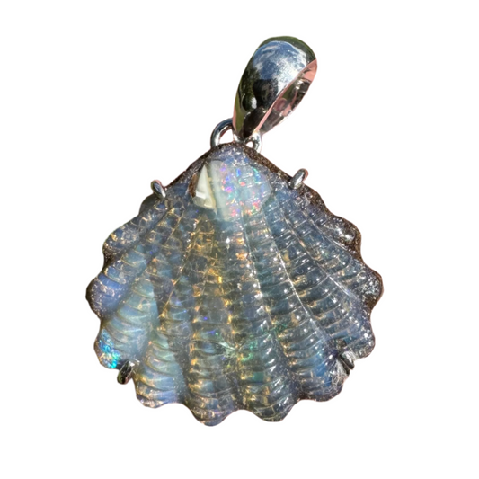 Medium fan shell boulder opal pendant (No. 05)