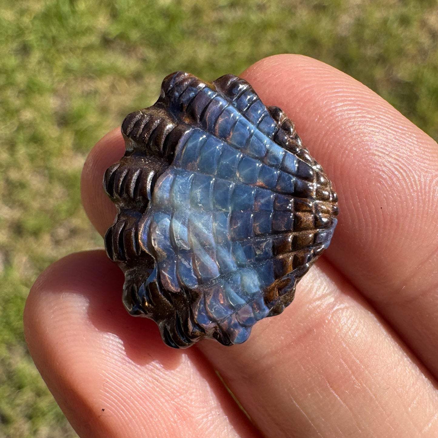 11.56 Ct shell boulder opal carving