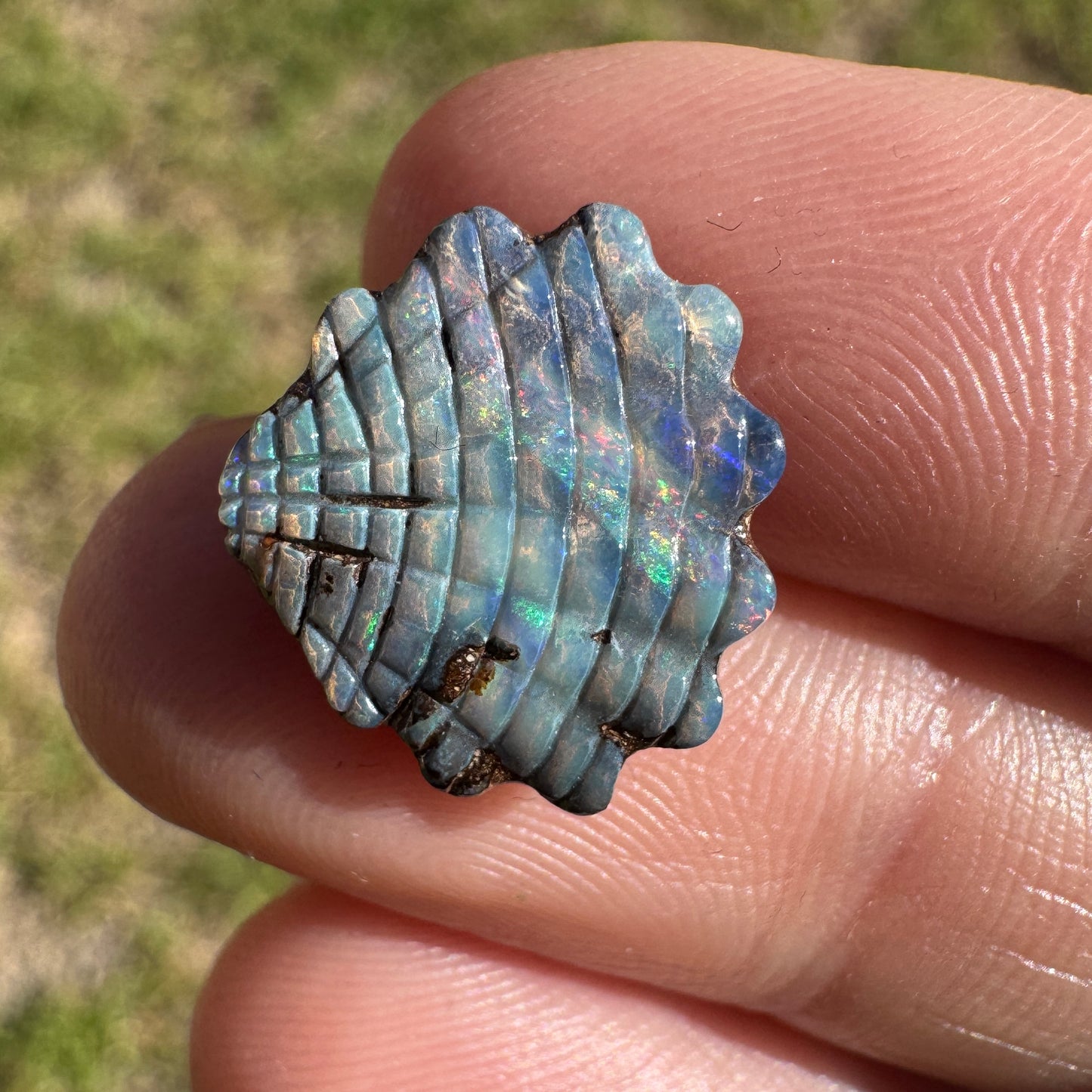 5.13 Ct shell boulder opal carving