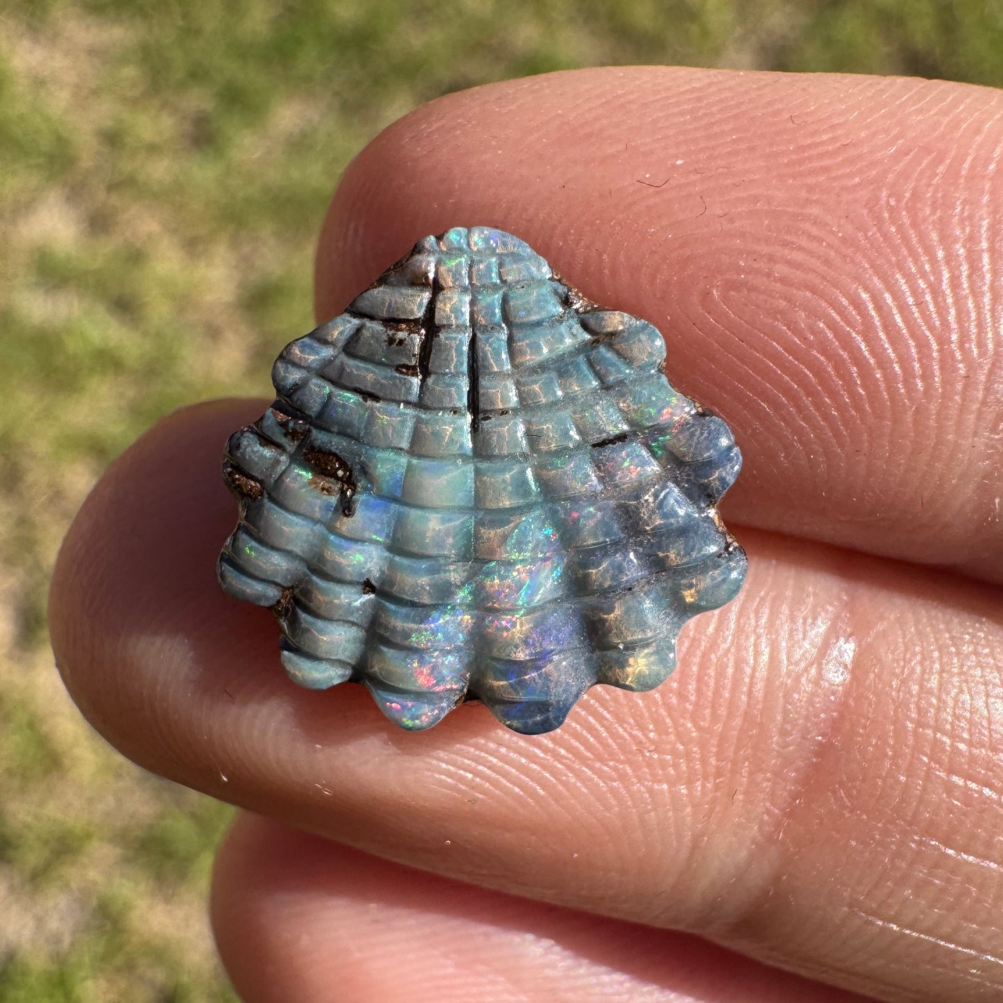 5.13 Ct shell boulder opal carving