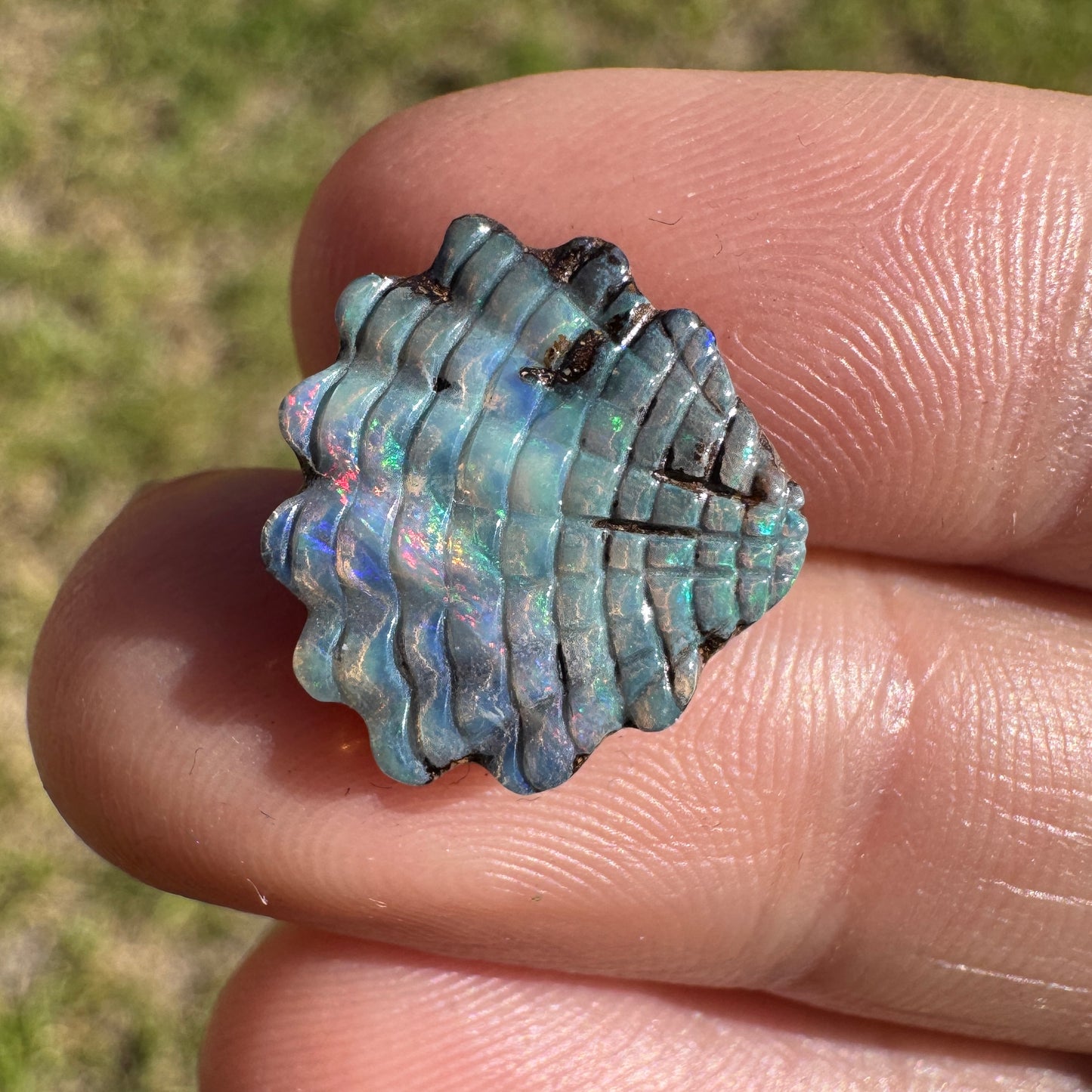 5.13 Ct shell boulder opal carving