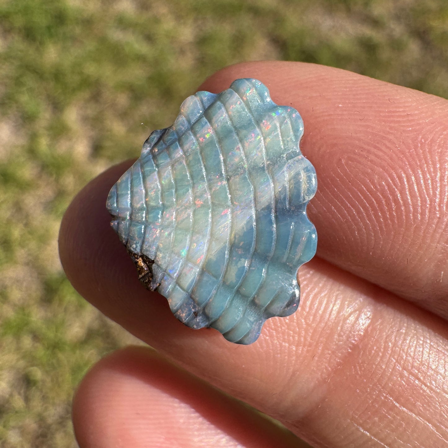 6.83 Ct shell boulder opal carving