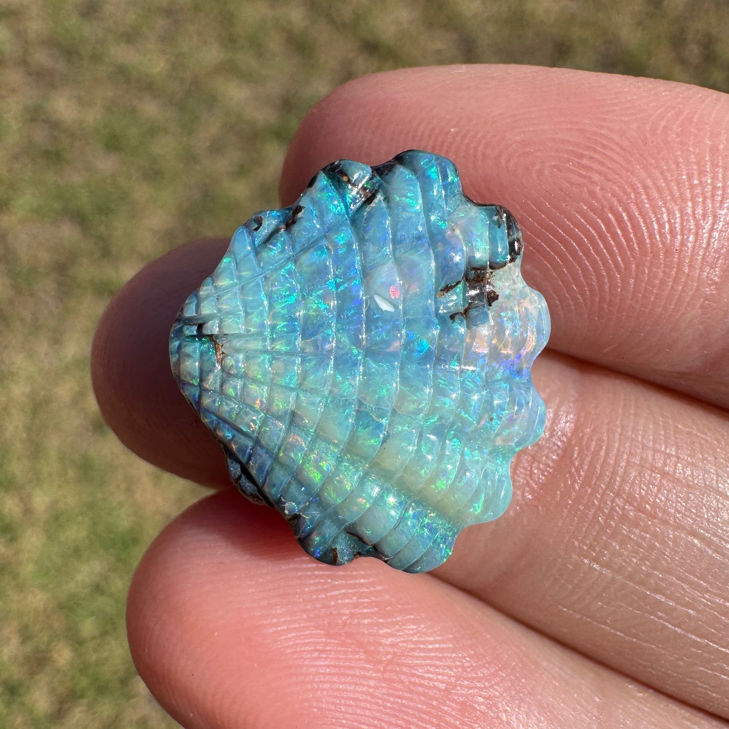 10.22 Ct shell boulder opal carving