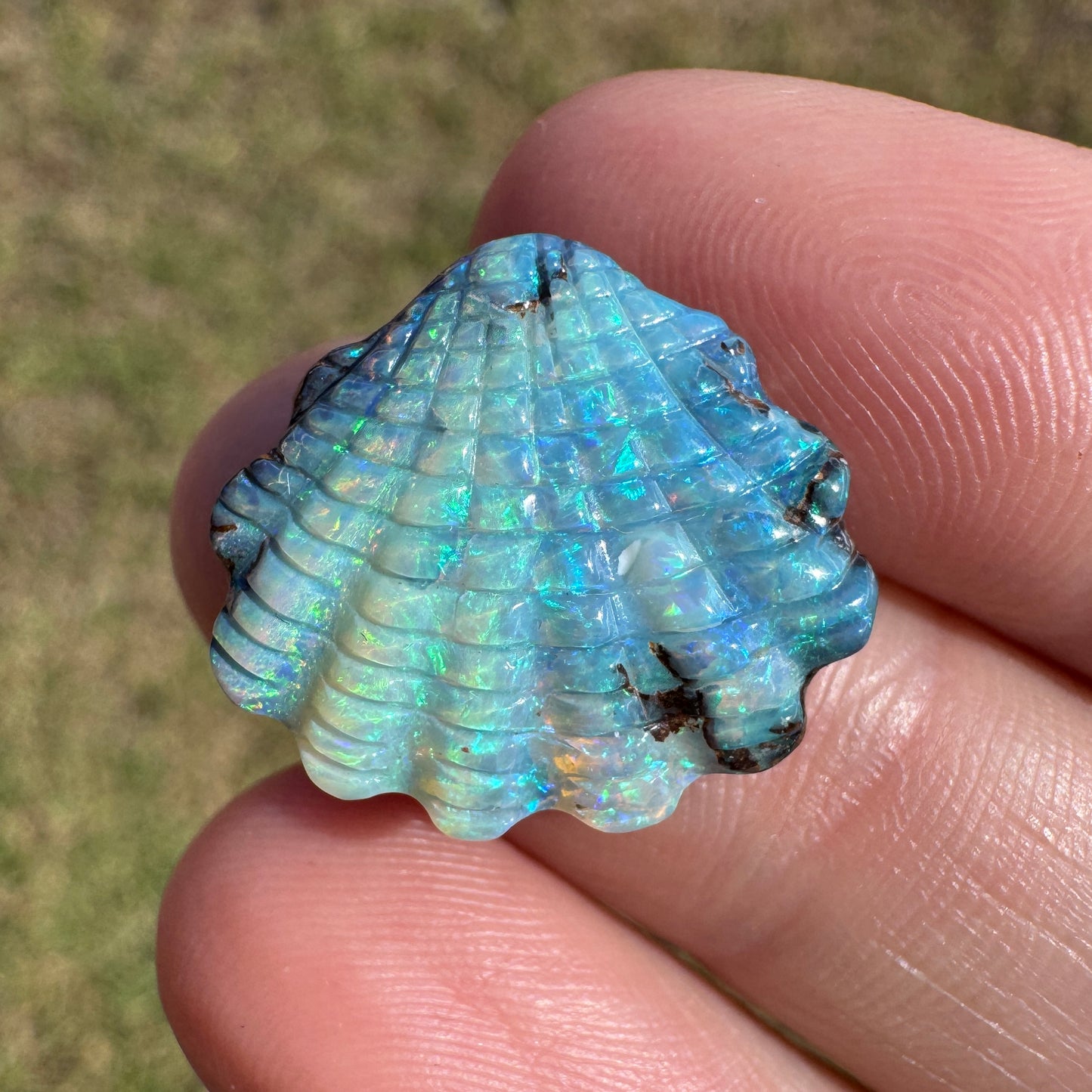 10.22 Ct shell boulder opal carving
