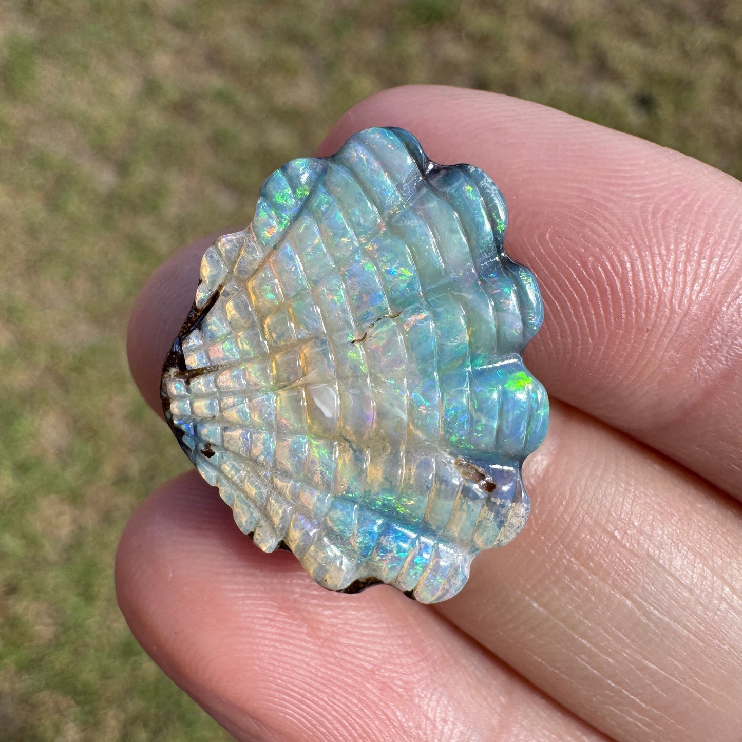 16.97 Ct shell boulder opal carving